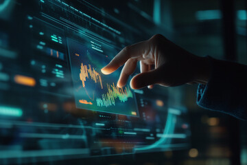 Human Touch Meets Glowing Abstract Energy with Futuristic Particles and Cosmic Light Networks Depicting Innovation and Digital Interaction