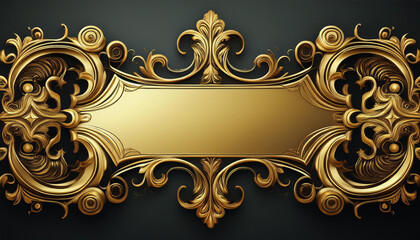 ornate gold scroll frame blank banner design