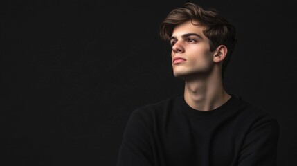 Fototapeta premium Black Plain Background for Text with 16:9 Aspect Ratio