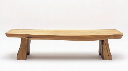 Isolated Brown Wooden Table with Simple Design on White Background
