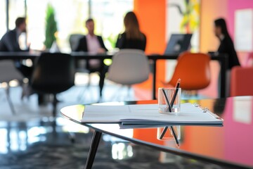 A group of individuals seated at a table in a room, ideal for illustrations of social gatherings or meetings