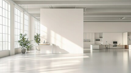 Fototapeta premium Bright and Spacious Minimalist Office Interior with Open Design