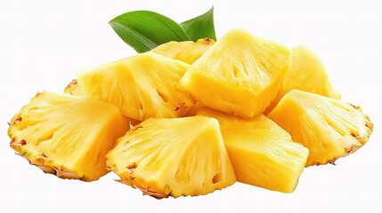 Fresh Pineapple Slices Isolated on White Background for Design