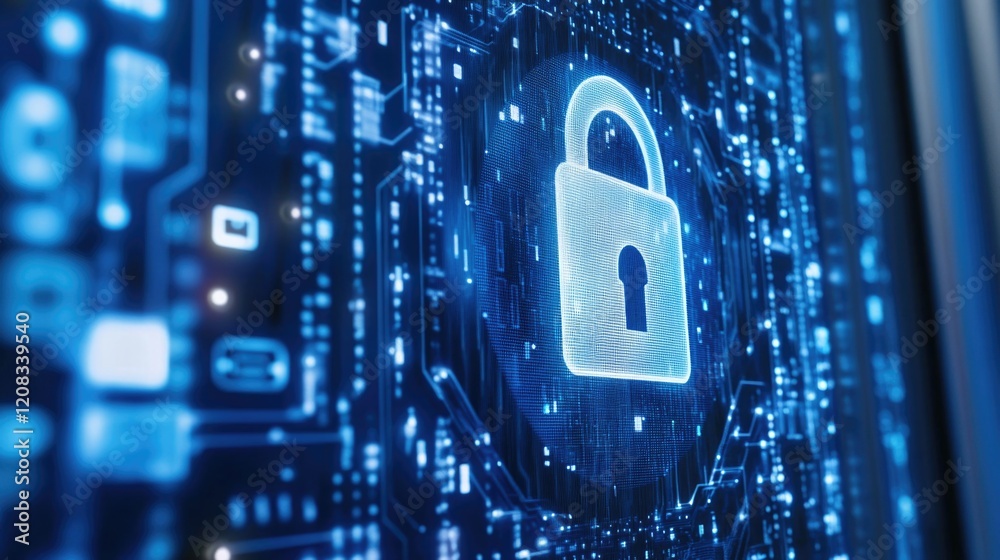 Poster a computer screen with a lock icon displayed