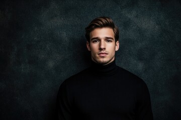 Naklejka premium A man wearing a black turtle neck sweater