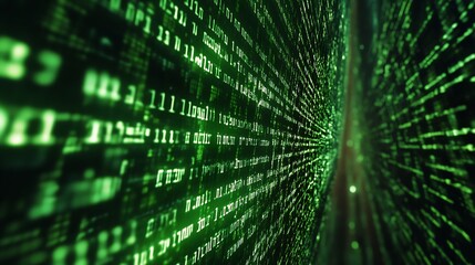 Green Matrix Digital Binary Code Background Theme : Generative AI