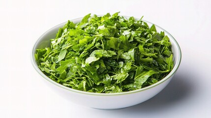 Fresh Green Salad Isolated on White Background in Bowl