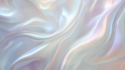 Obraz premium elegant minimalist wave pattern with subtle gradient shifts, pearlescent finish, flowing curves create depth, ethereal light effects, pristine white composition
