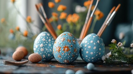 Creative easter craft ideas: kids painting colorful eggs at home