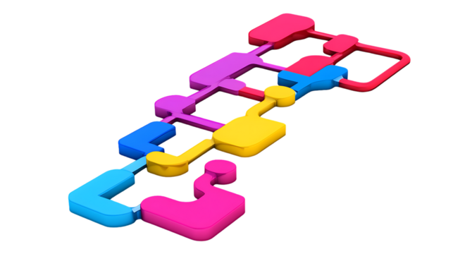 A workflow diagram showing isolated on white background 