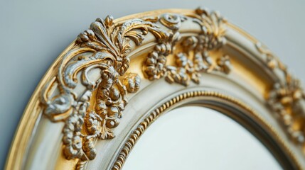 A mirror with a gold frame hung on a wall, ideal for decorative purposes