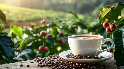 Aromatic Coffee Cup in Coffee Plantation