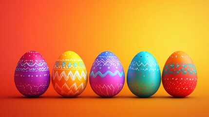 Vibrant easter background with colorful decorated eggs for festive design