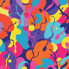 Colorful abstract background with organic shapes and lines creating a lively and dynamic composition