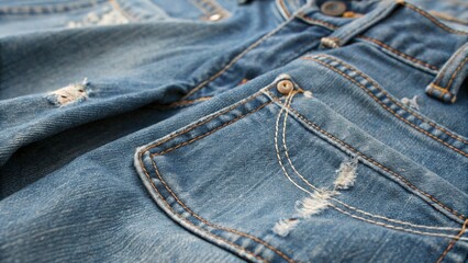 Fototapeta premium Textura de tela de jeans azul viejo en primer plano