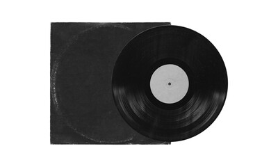 vinyl record mockup isolated on transparent background, sleeve and disc with empty space for music cover design