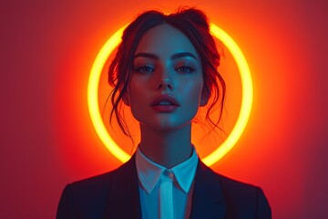 A futuristic cyber girl, a stunning young woman