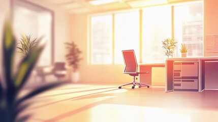 Fototapeta premium Bright and Beautiful Office Interior with Soft Focus and Natural Light