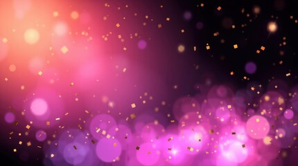 Fototapeta premium Pink Purple Bokeh Background with Gold Confetti