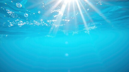 Stunning Underwater Sunbeams and Bubbles Image