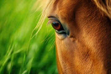 Naklejka premium A close-up shot of a brown horse's eye, great for equine-related content