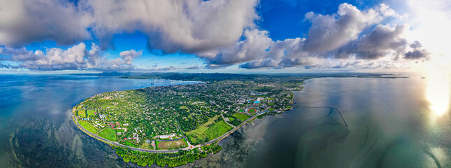 Suva, Fiji from above - Aerial panoramic view of the Fijian Capital city
