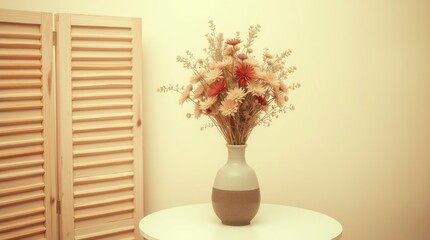 Fototapeta premium Dried Flower Arrangement in Vase Home Decor