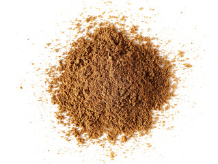 Garam masala ground, minced spice blend, isolated on white, top view