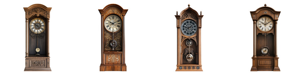 Stunning timeless grandfather isolated on transparent background, PNG die-cut, Set of