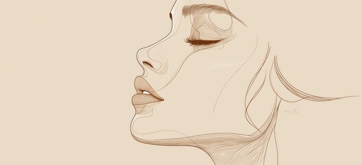 Elegant minimalist line art side profile of a woman with closed eyes