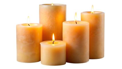 three burning candles on black background