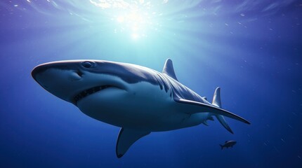 Fototapeta premium Great White Shark Underwater Ocean Wildlife Scene