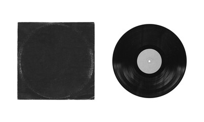 vinyl record mockup isolated on white background, separated sleeve and disc with empty space for...