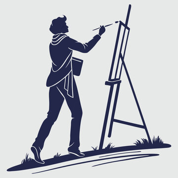 artist painting dark blue silhouette clip art preview