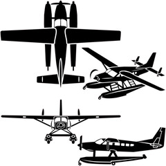 Seaplane aircraft vector design for laser and vinyl projects