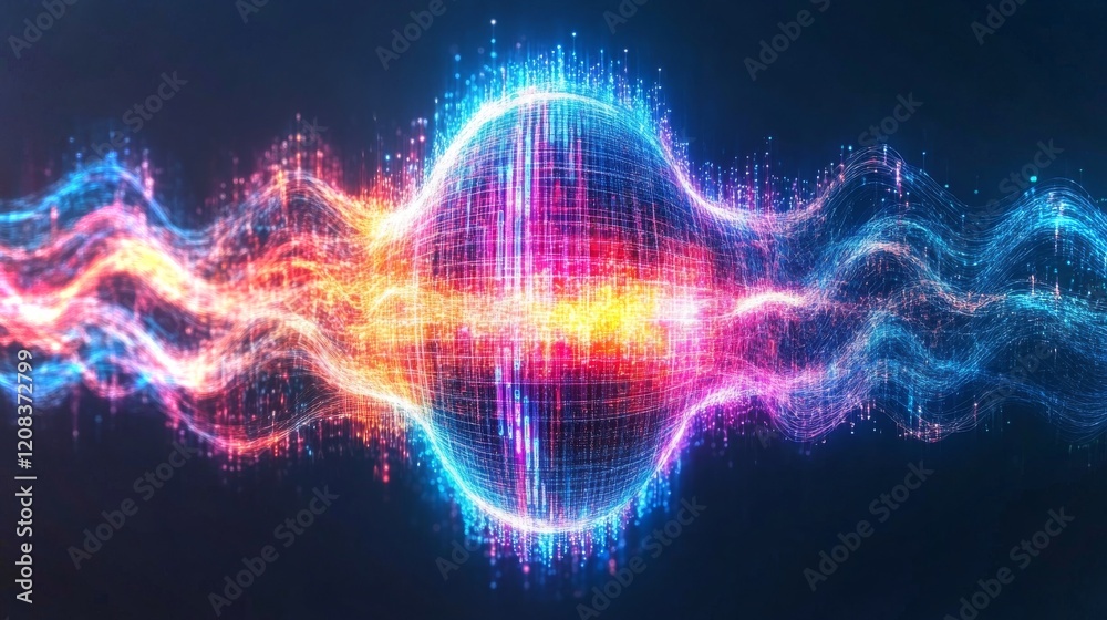 Poster visual representation of sound waves demonstrating creativity with vibrant colors and patterns