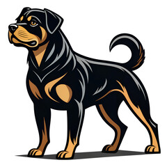 Obraz premium rottweiler dog side view, logo, black outline vector drawing PNG