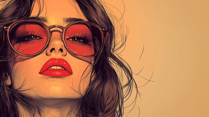 Vivid artistic portrait of a woman wearing stylish sunglasses