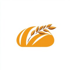 A minimalist logo design of a golden bread loaf adorned with wheat elements, symbolizing wholesome and low-carb baking on a clean white background