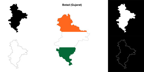 Botad district (Gujarat) outline map set
