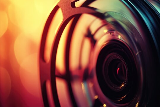 A close-up shot of a camera lens with a blurred background, ideal for photography or tech-related designs