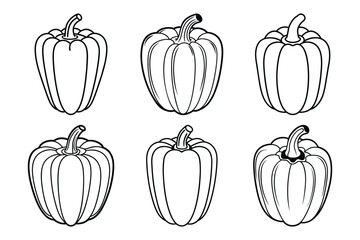 Bell Pepper Line Icon set vector illustration design.