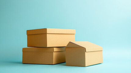 Fototapeta premium Online Shopping Boxes: Packaging and Delivery: The boxes are symbolic of the delivery process in e-commerce. 