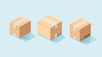 Fototapeta premium Online Shopping Boxes: Packaging and Delivery: The boxes are symbolic of the delivery process in e-commerce. 