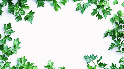 Naklejka premium Fresh Parsley Sprigs with Vibrant Green Leaves on White Background