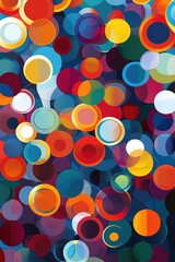 Vibrant Overlapping Circles: A Many-Coloured Abstract Design on a White Backdrop