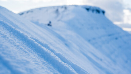 Pen Y Fan & Corn Du in The Brecon Beacons Mountain Winter Snow Landscape Mountain Slopes