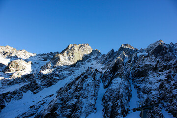 snow covered mountains in winter