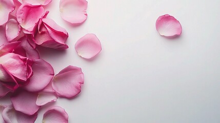 Fototapeta premium Lush Pink Rose Petals Isolated on Elegant White Background
