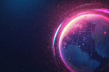 Fototapeta premium Futuristic Global Network with Digital Connections and Glowing Data Points in a Tech-Inspired Abstract Earth Design